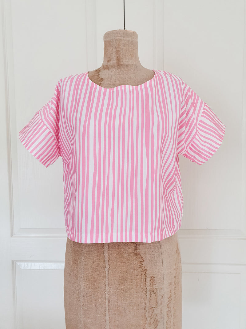 Sample: Candy Cane Cropped Trixie Top