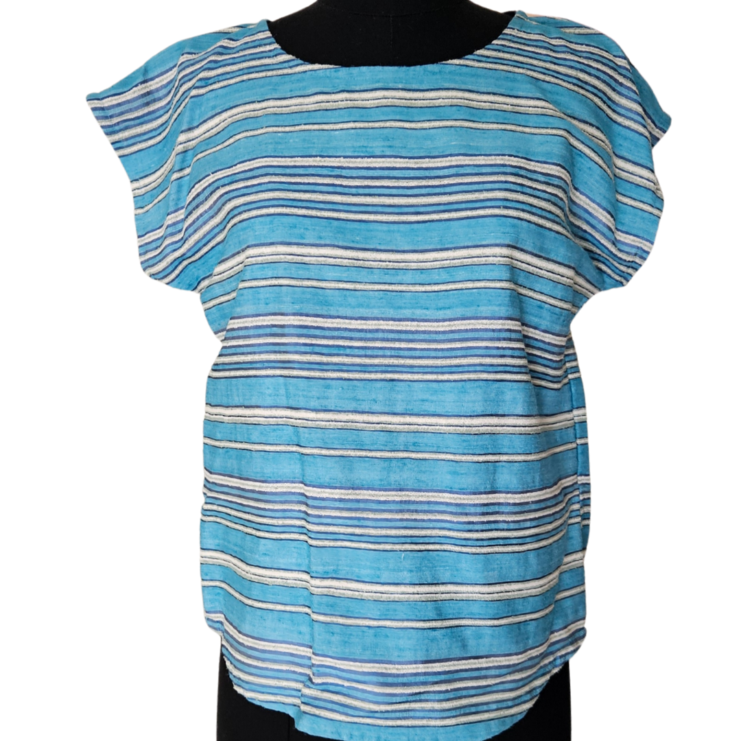 Azure handwoven silk Vivienne Top
