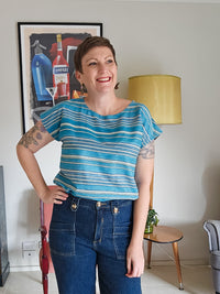 Azure handwoven silk Vivienne Top
