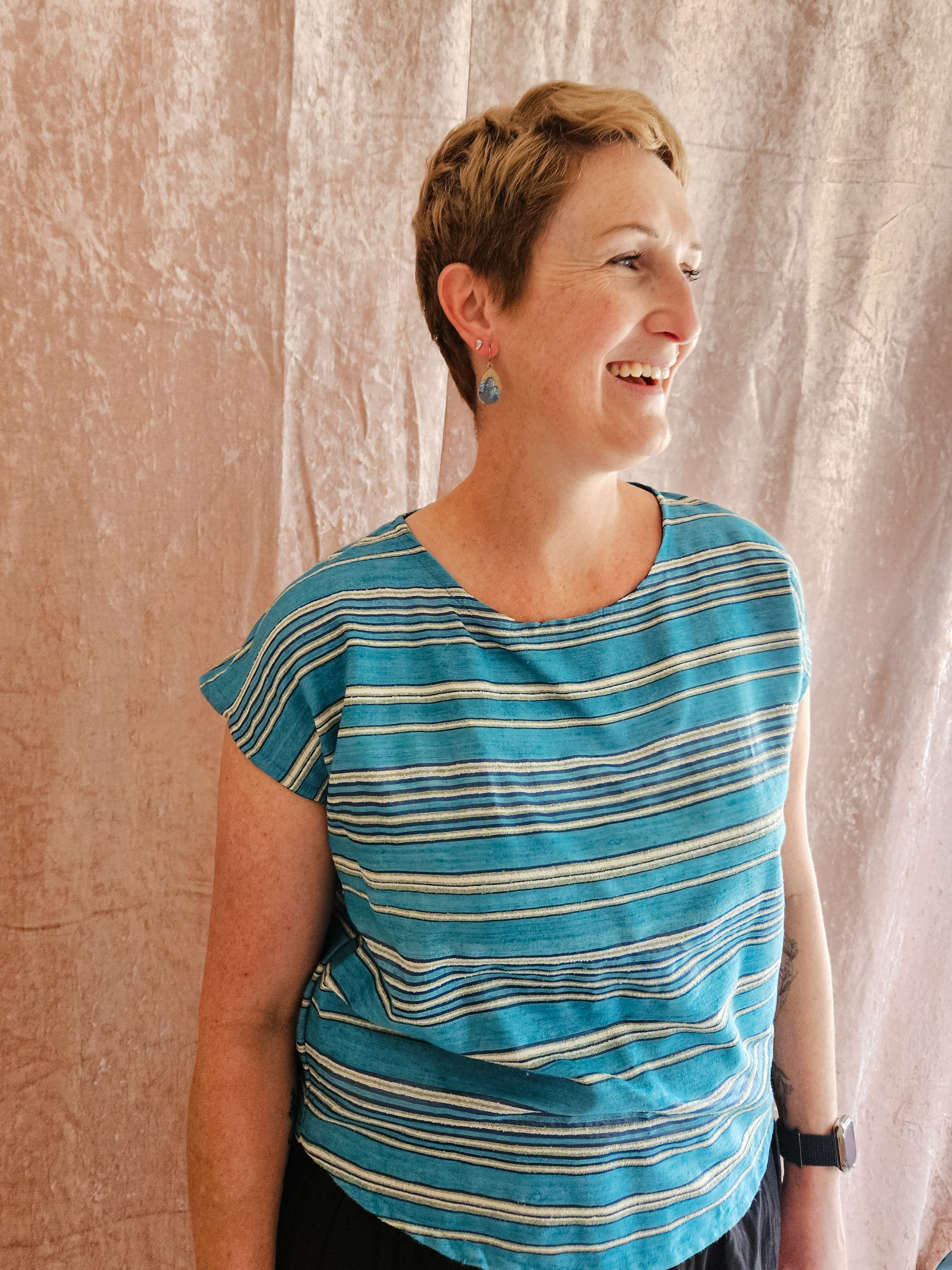 Azure handwoven silk Vivienne Top