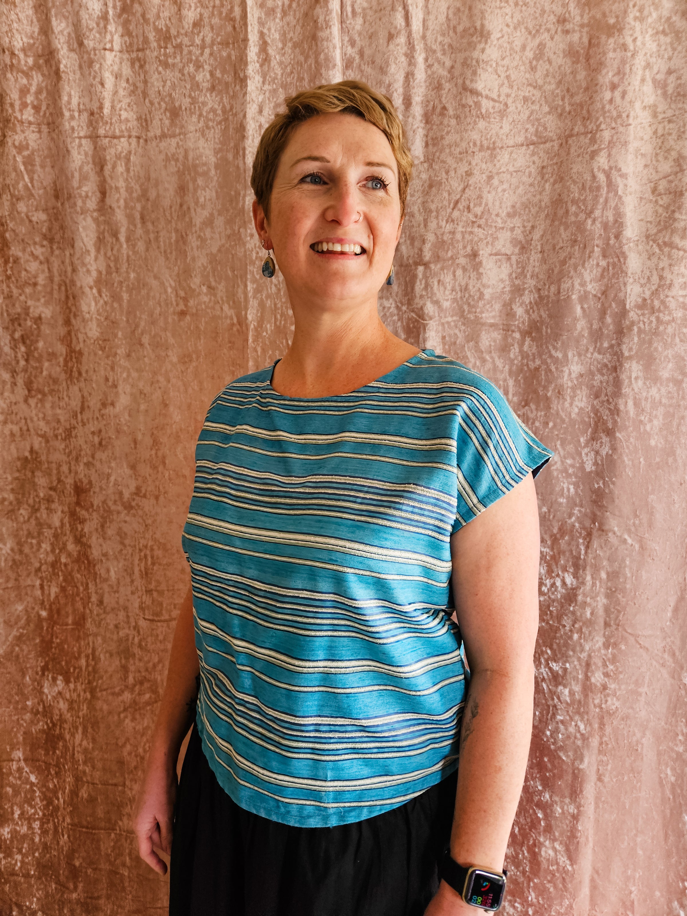 Azure handwoven silk Vivienne Top