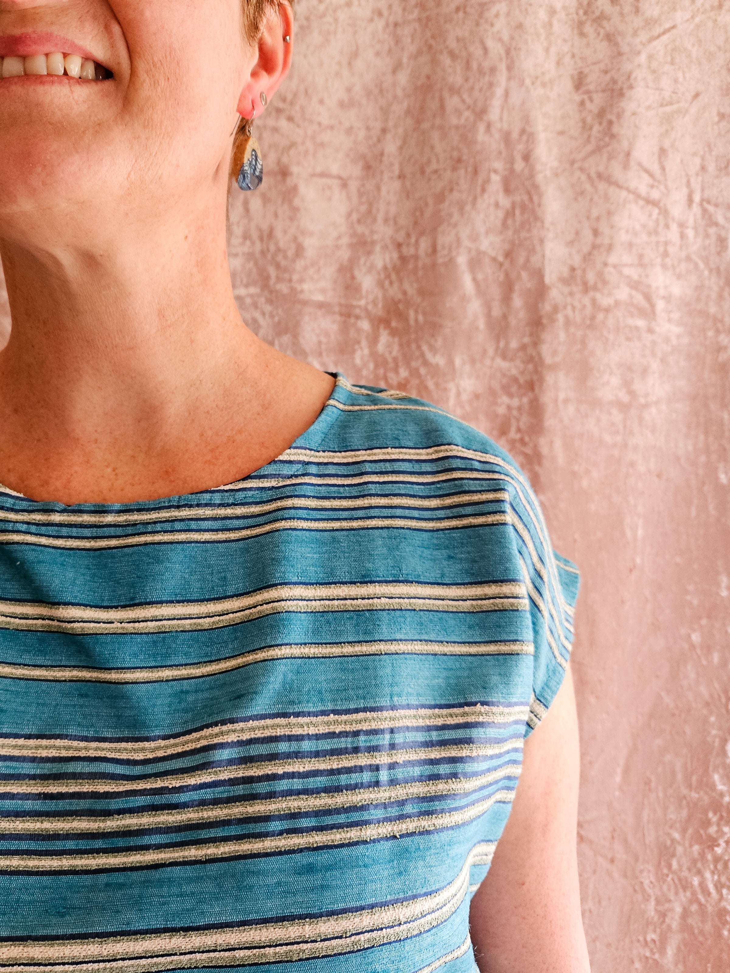 Azure handwoven silk Vivienne Top