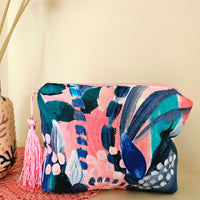 Painterly floral make-up zip pouch