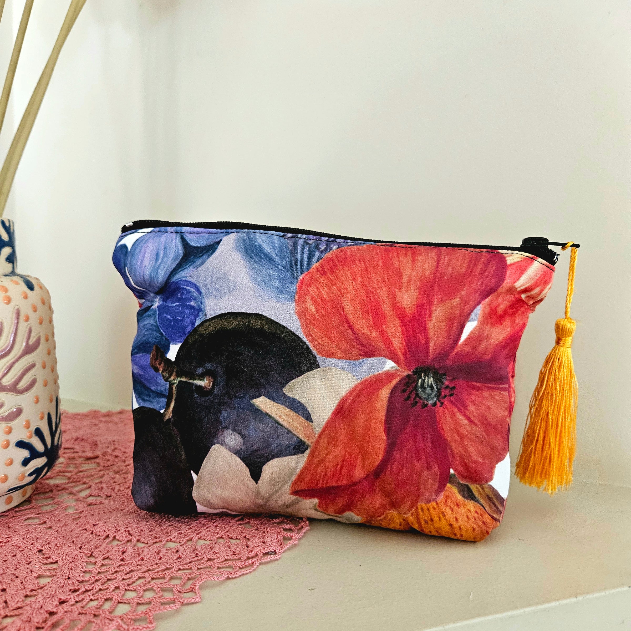 Fantastical floral make-up zip pouch
