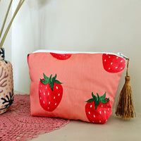 Strawberry Patch make-up zip pouch