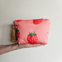 Strawberry Patch make-up zip pouch