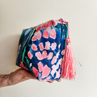 Painterly floral make-up zip pouch