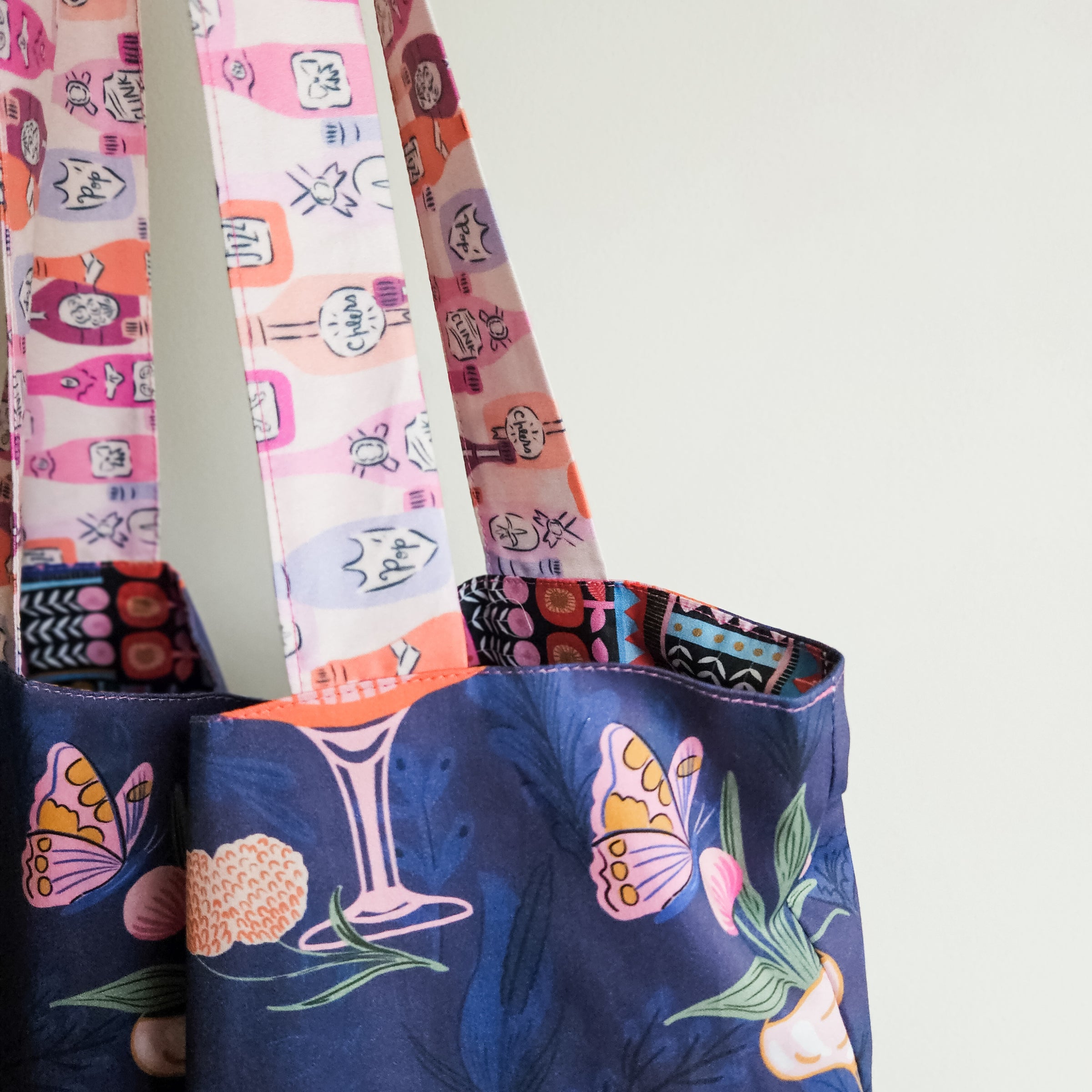Petal punch print tote bag- Fizzy straps