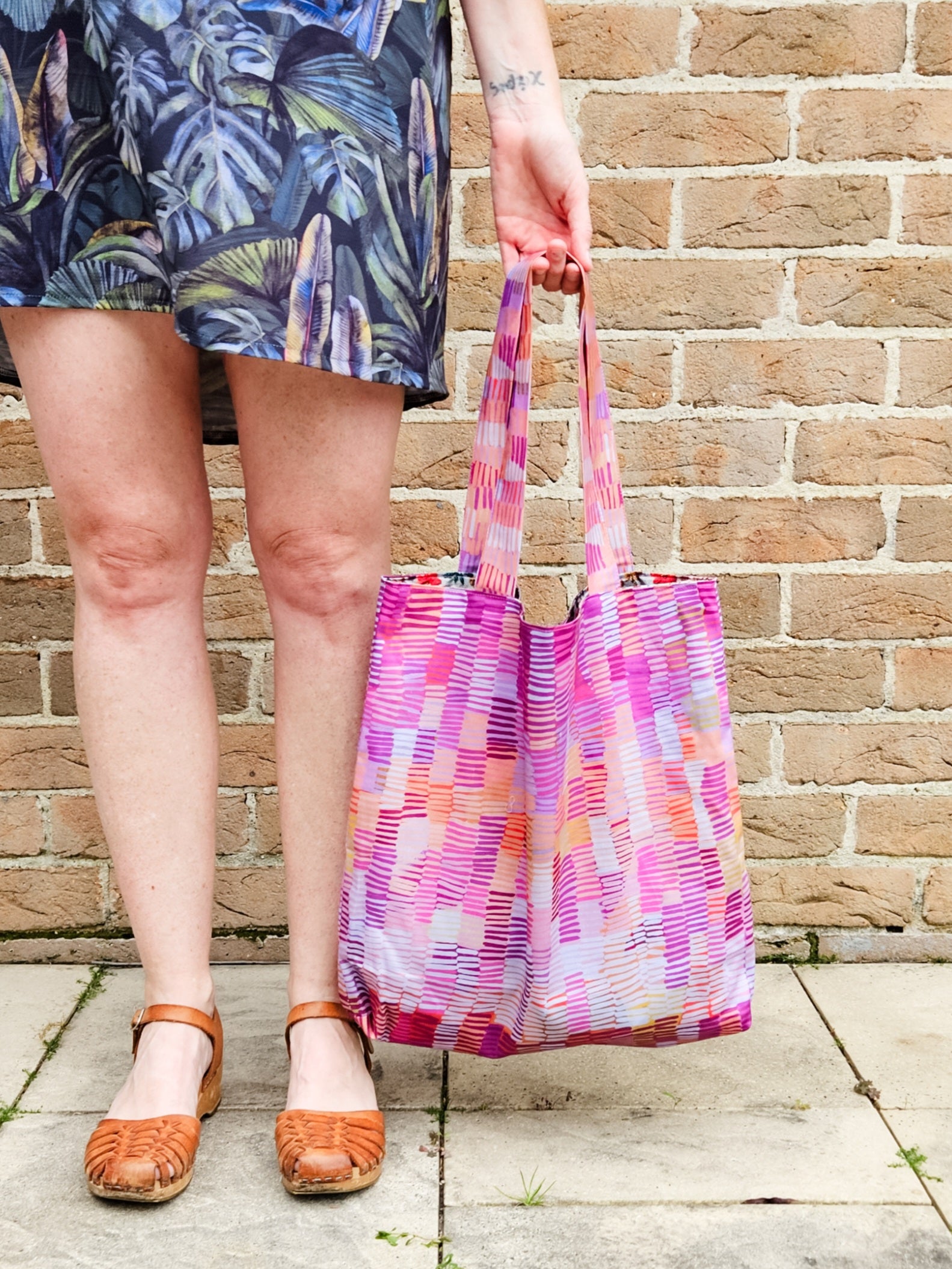 Pink Flamingo print tote bag