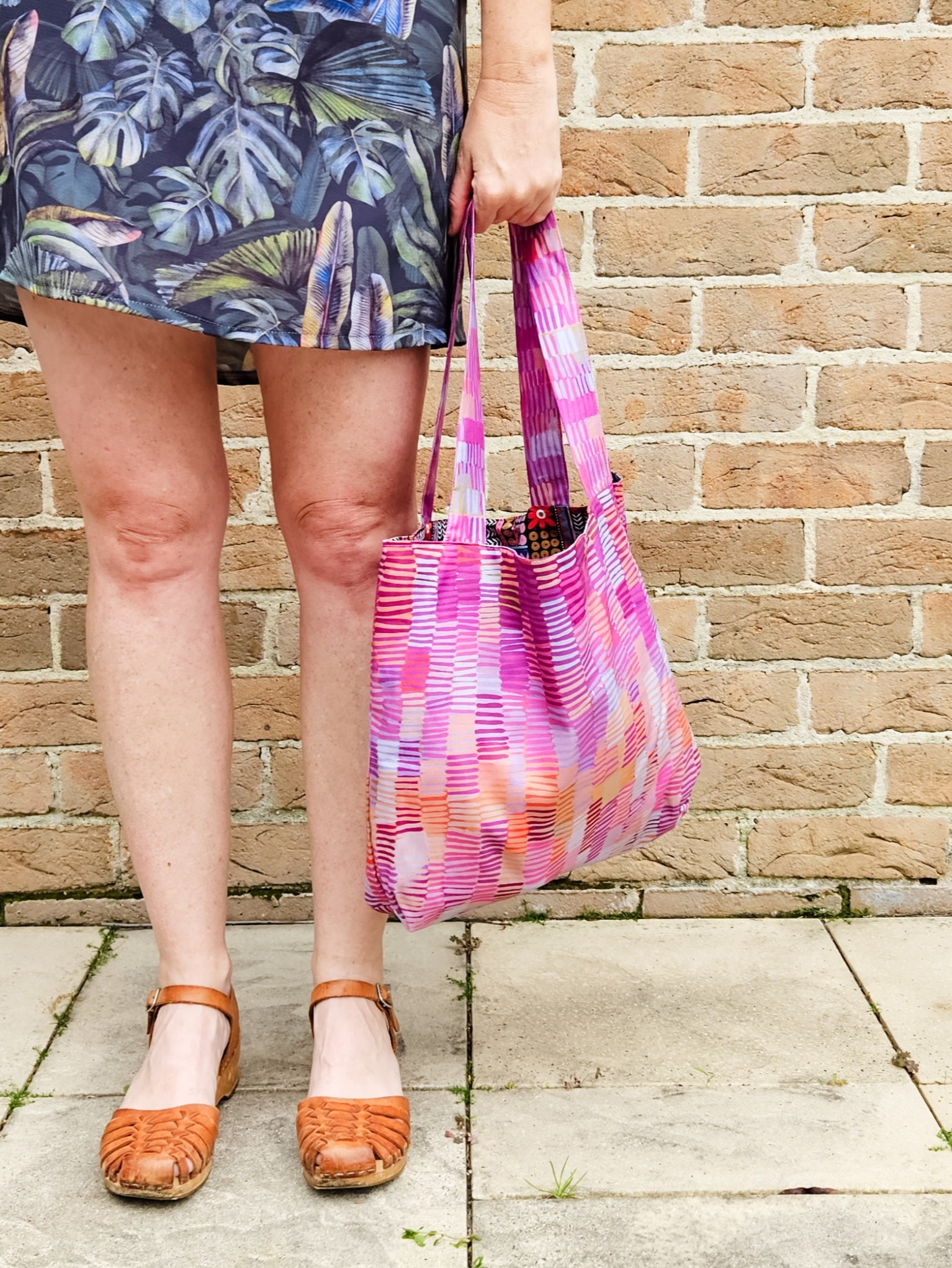 Pink Flamingo print tote bag- medium