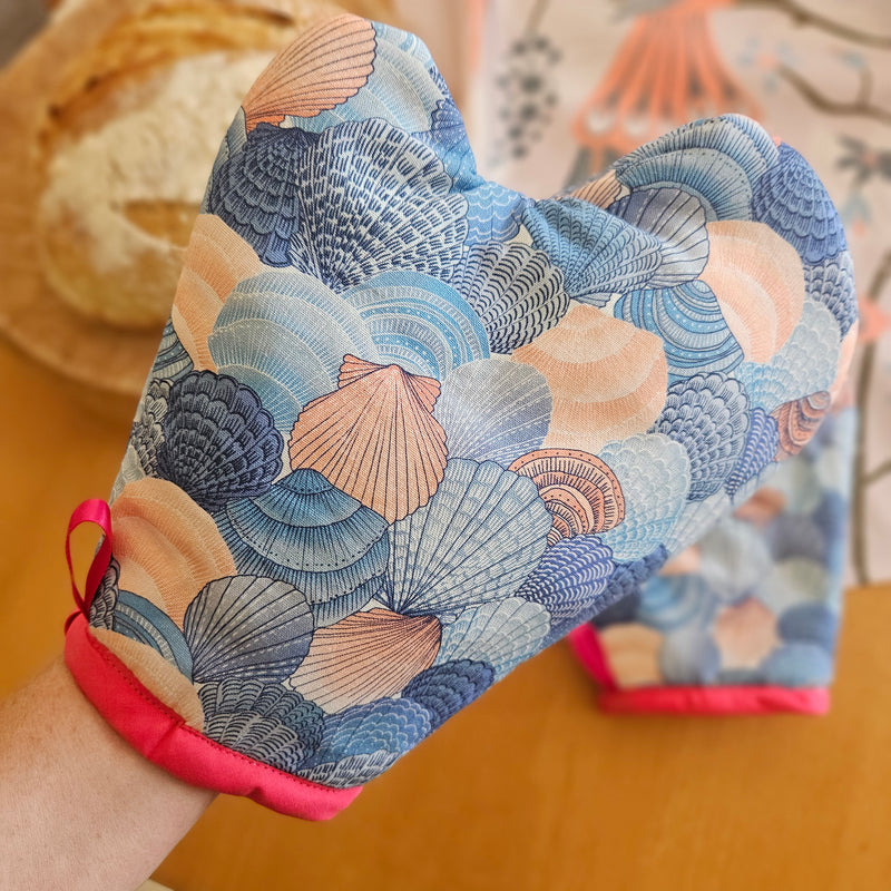 Seashells oven mitts- set