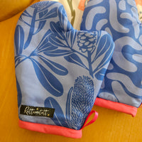 Retro Banksia oven mitts- set