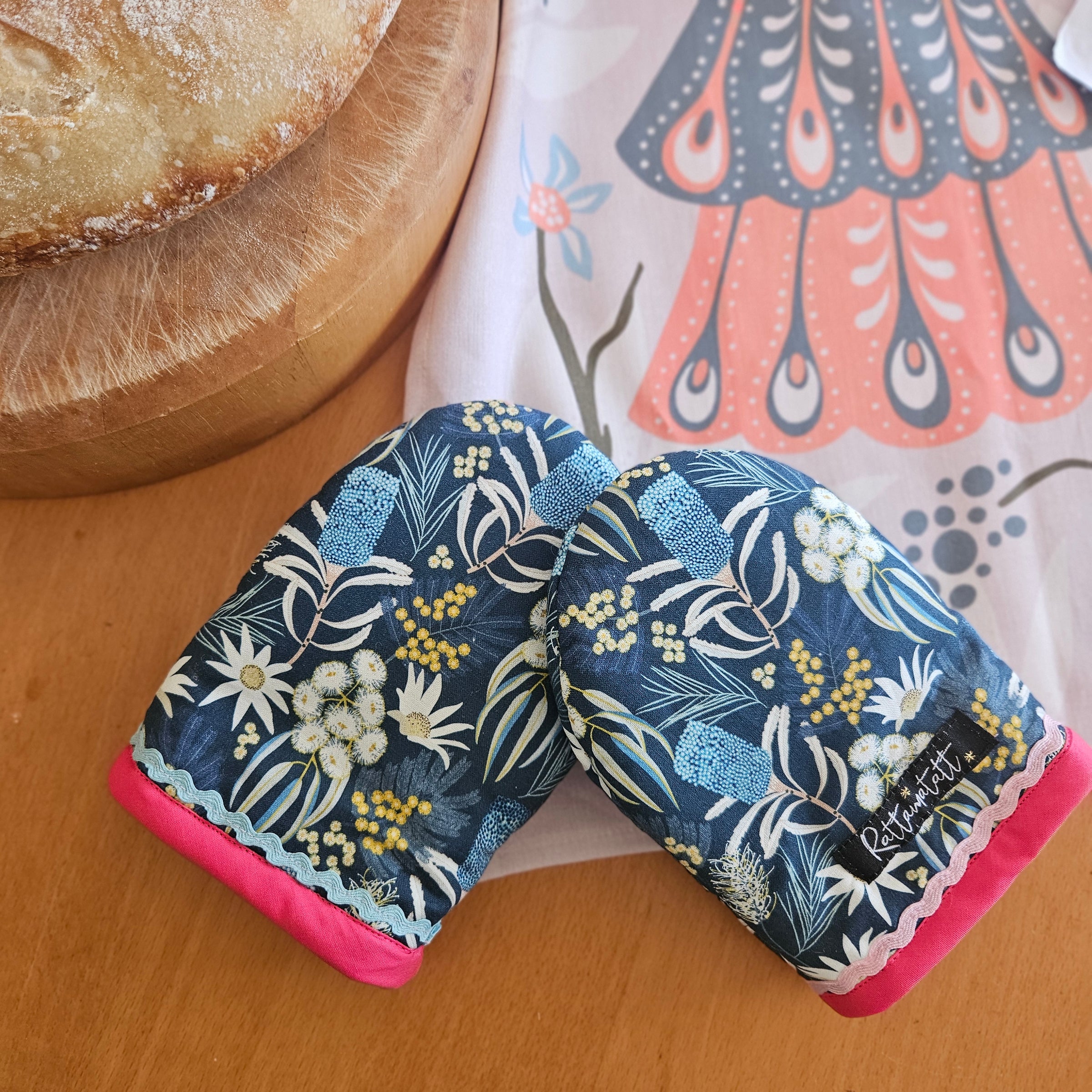 Flannel flower pot holders/oven mitt- set
