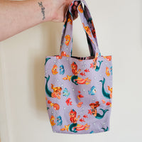 Mermaids print tote bag- small