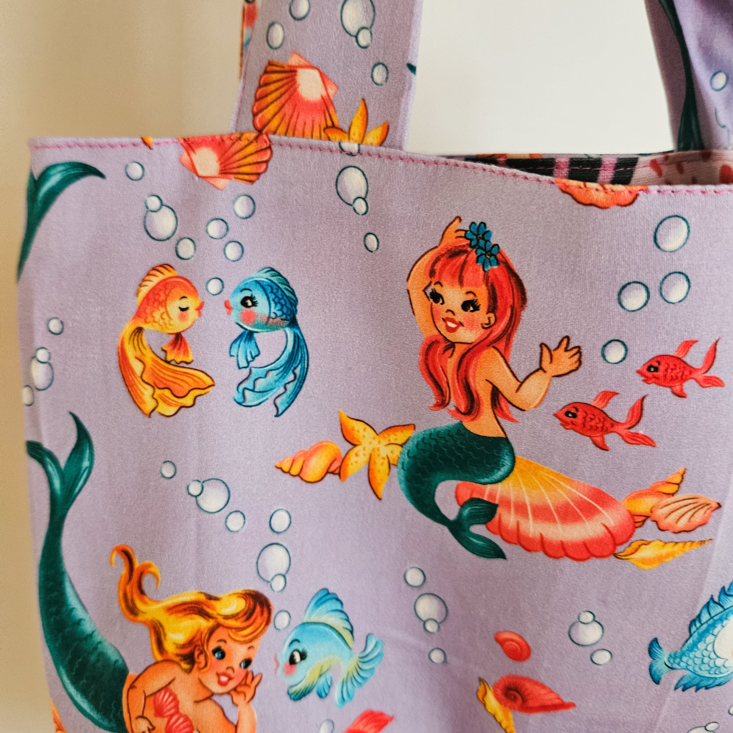 Mermaids print tote bag- small