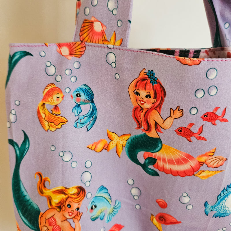 Mermaids print tote bag- small