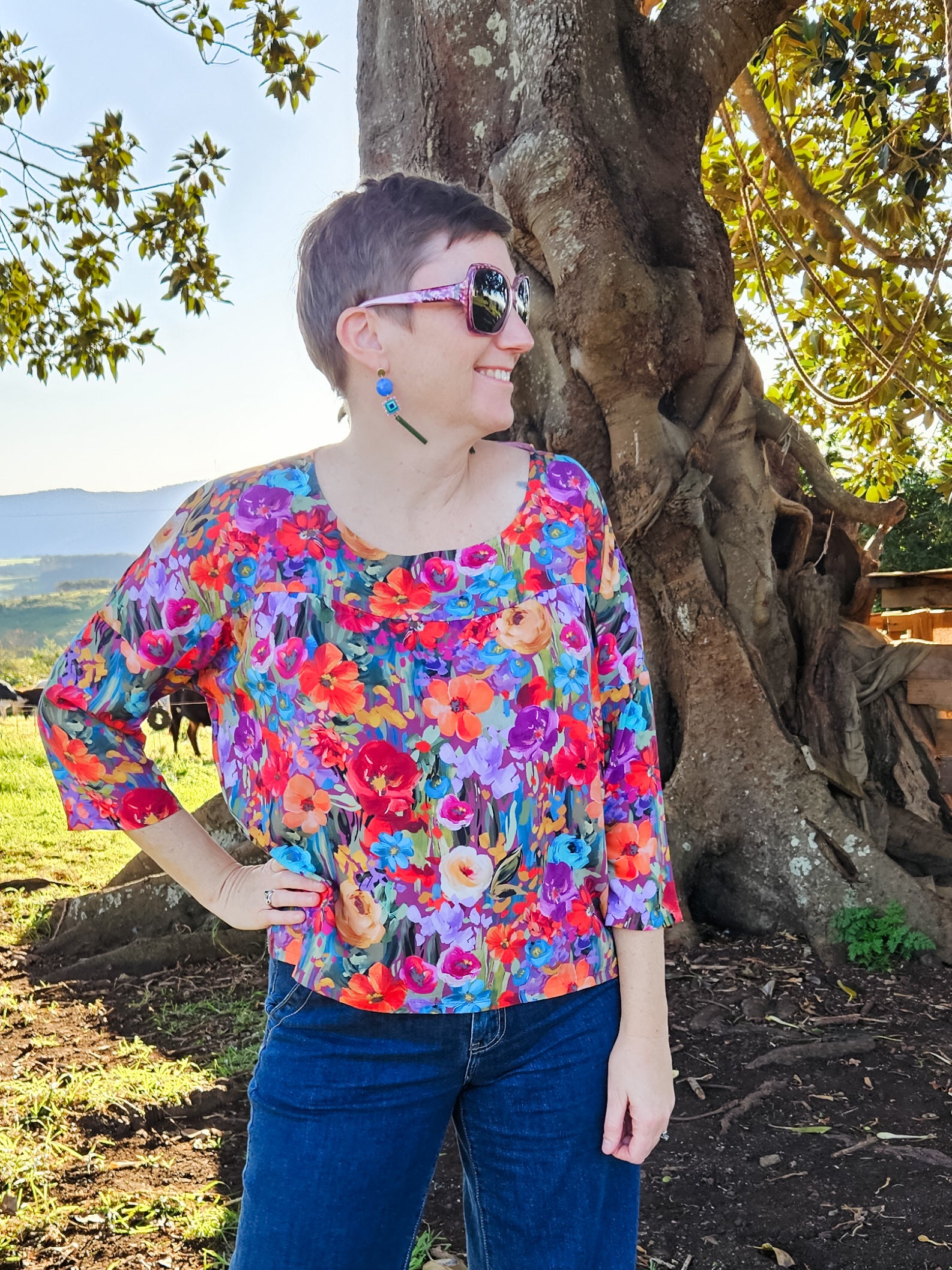Brushstroke Floral Lara top