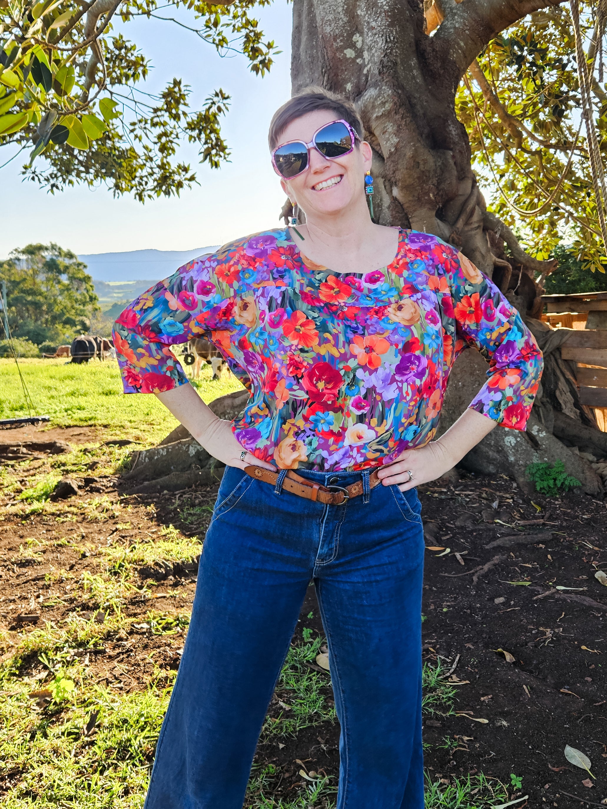 Brushstroke Floral Lara top
