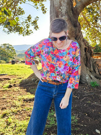Brushstroke Floral Lara top