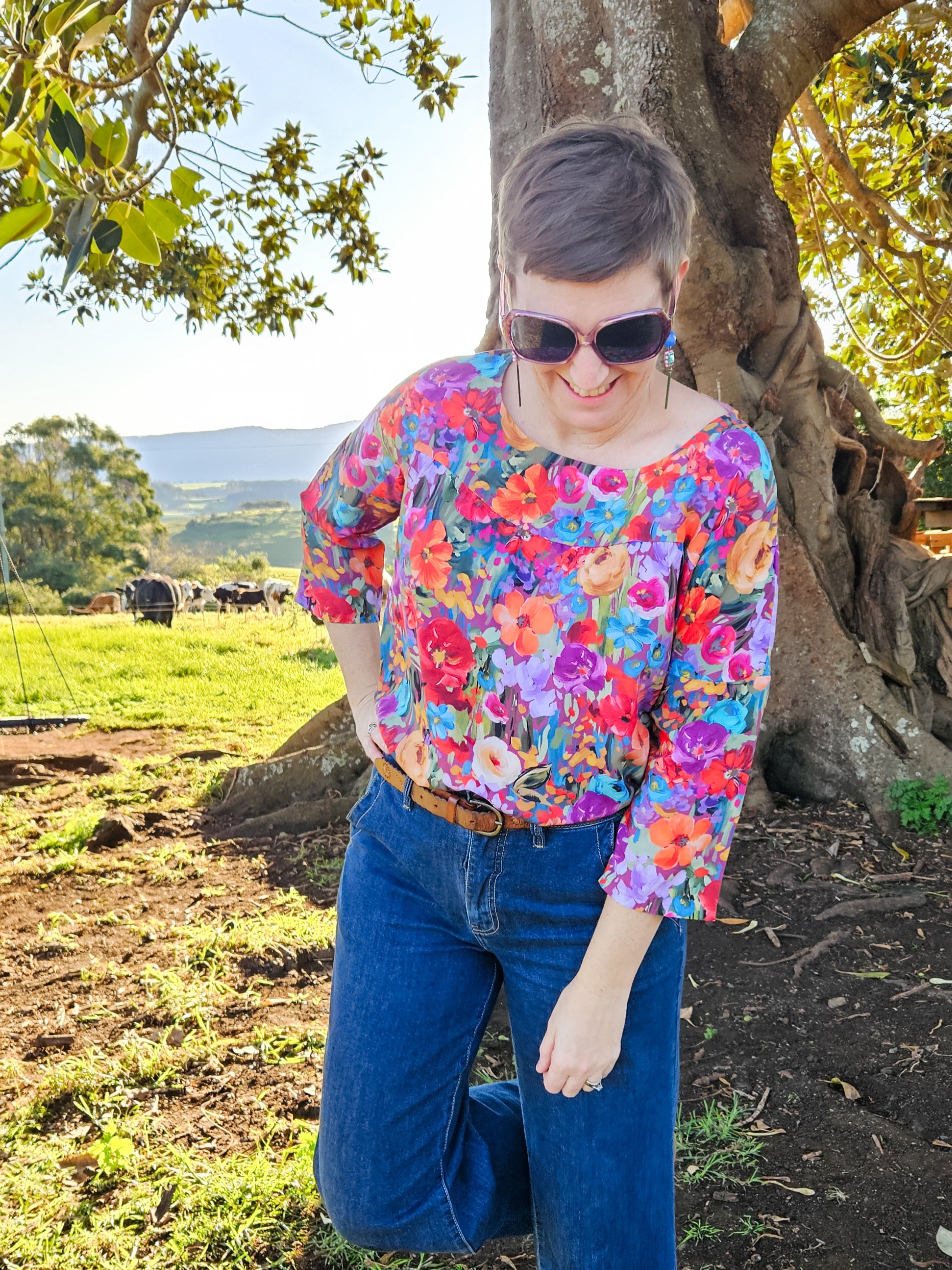 Brushstroke Floral Lara top