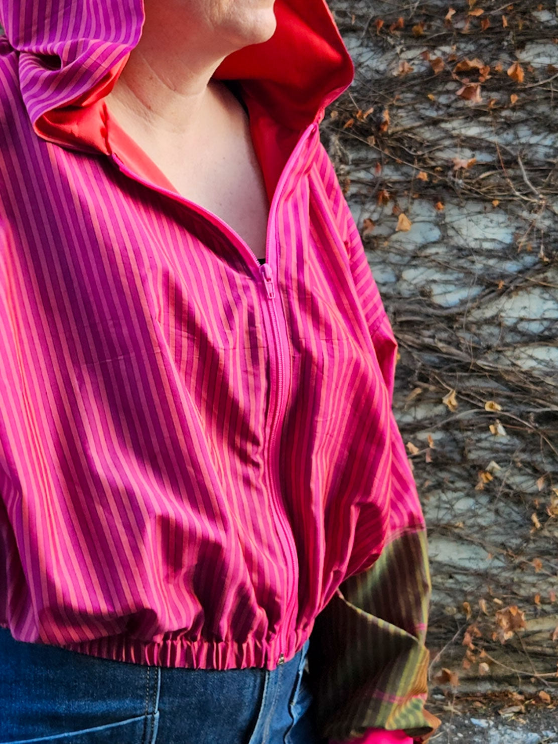 Pink stripe Sushila Jacket- Medium