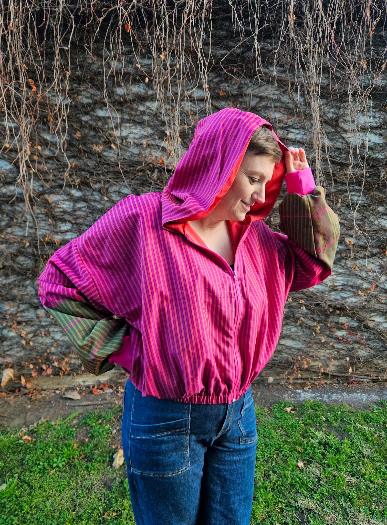 Pink stripe Sushila Jacket- Medium