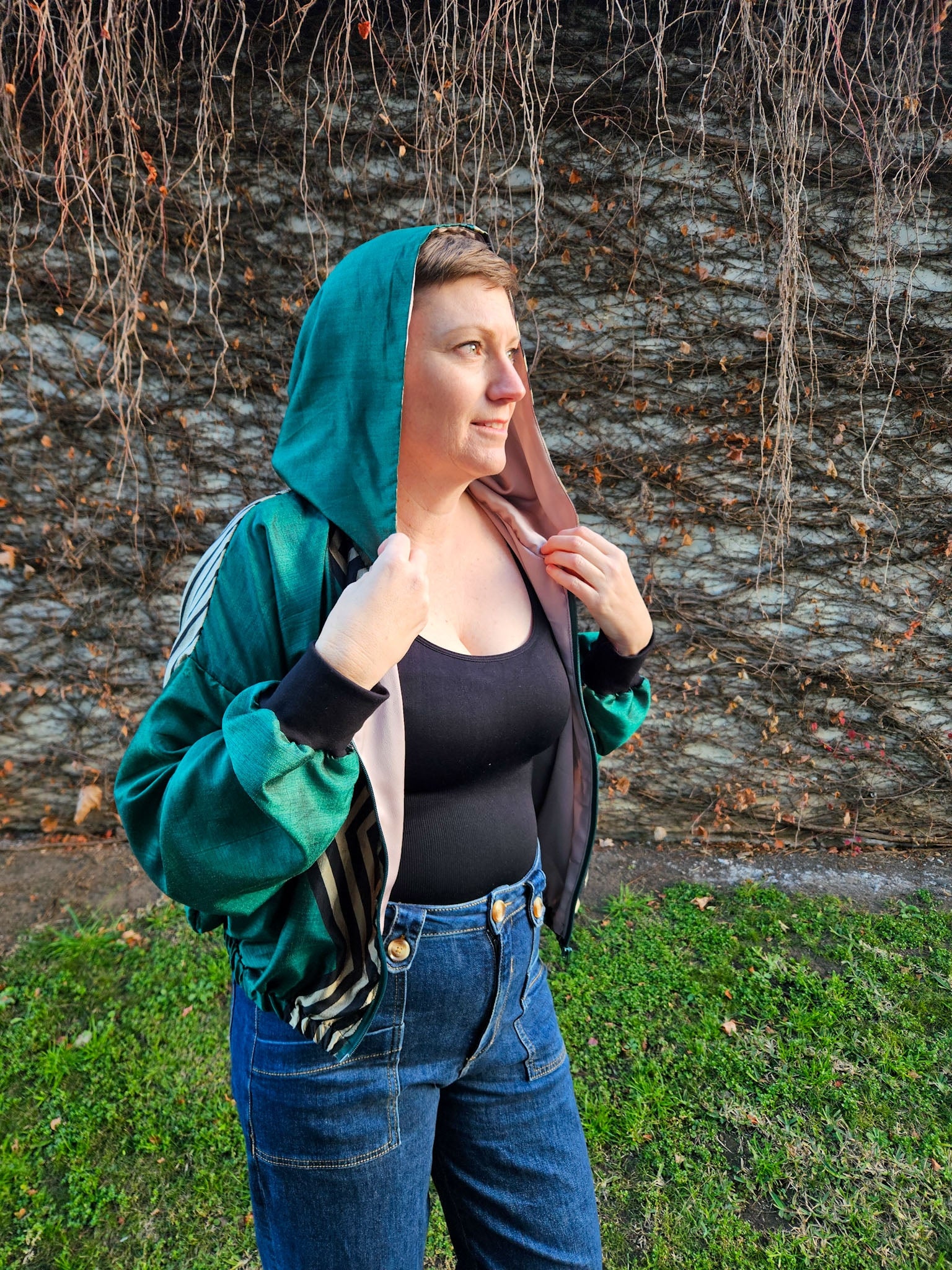Green/black/gold Sushila Jacket- Small