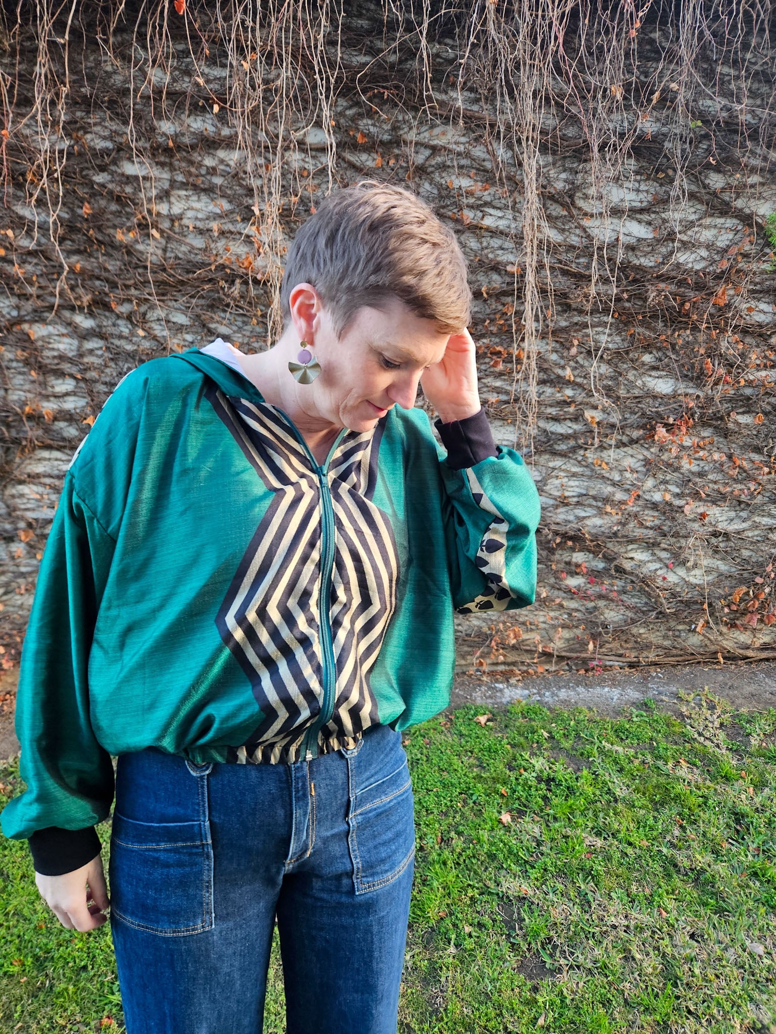 Green/black/gold Sushila Jacket- Small