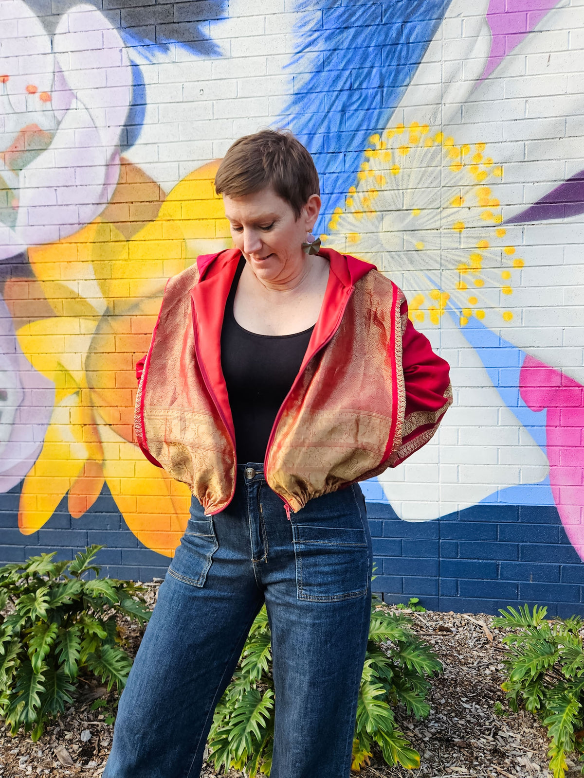 Red/gold Sushila Jacket- Medium
