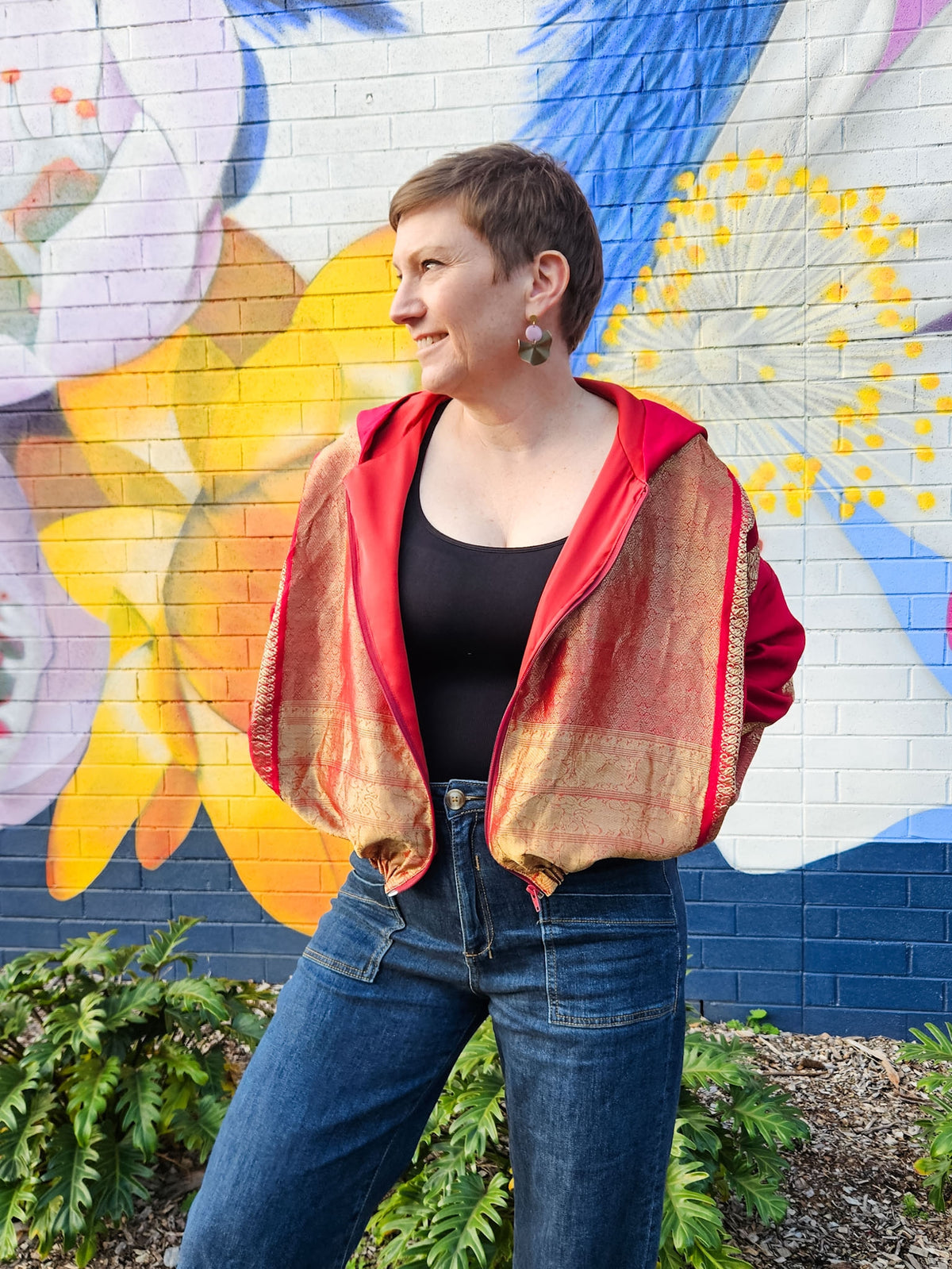 Red/gold Sushila Jacket- Medium