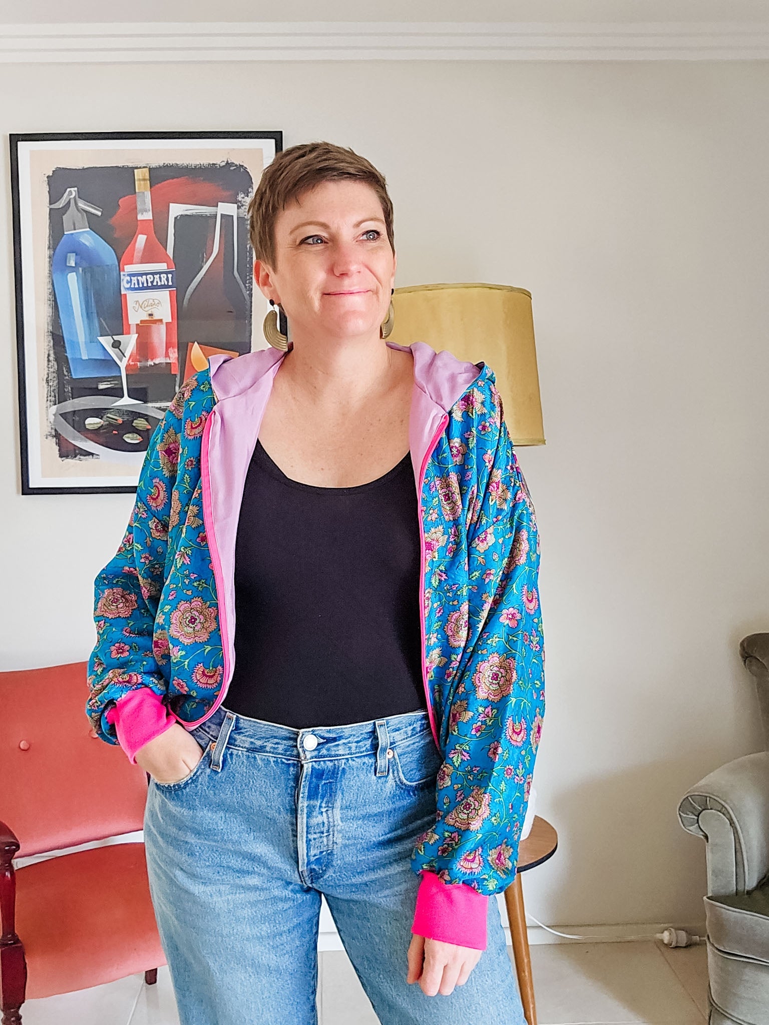 Blue Floral Sushila Jacket- Extra Small