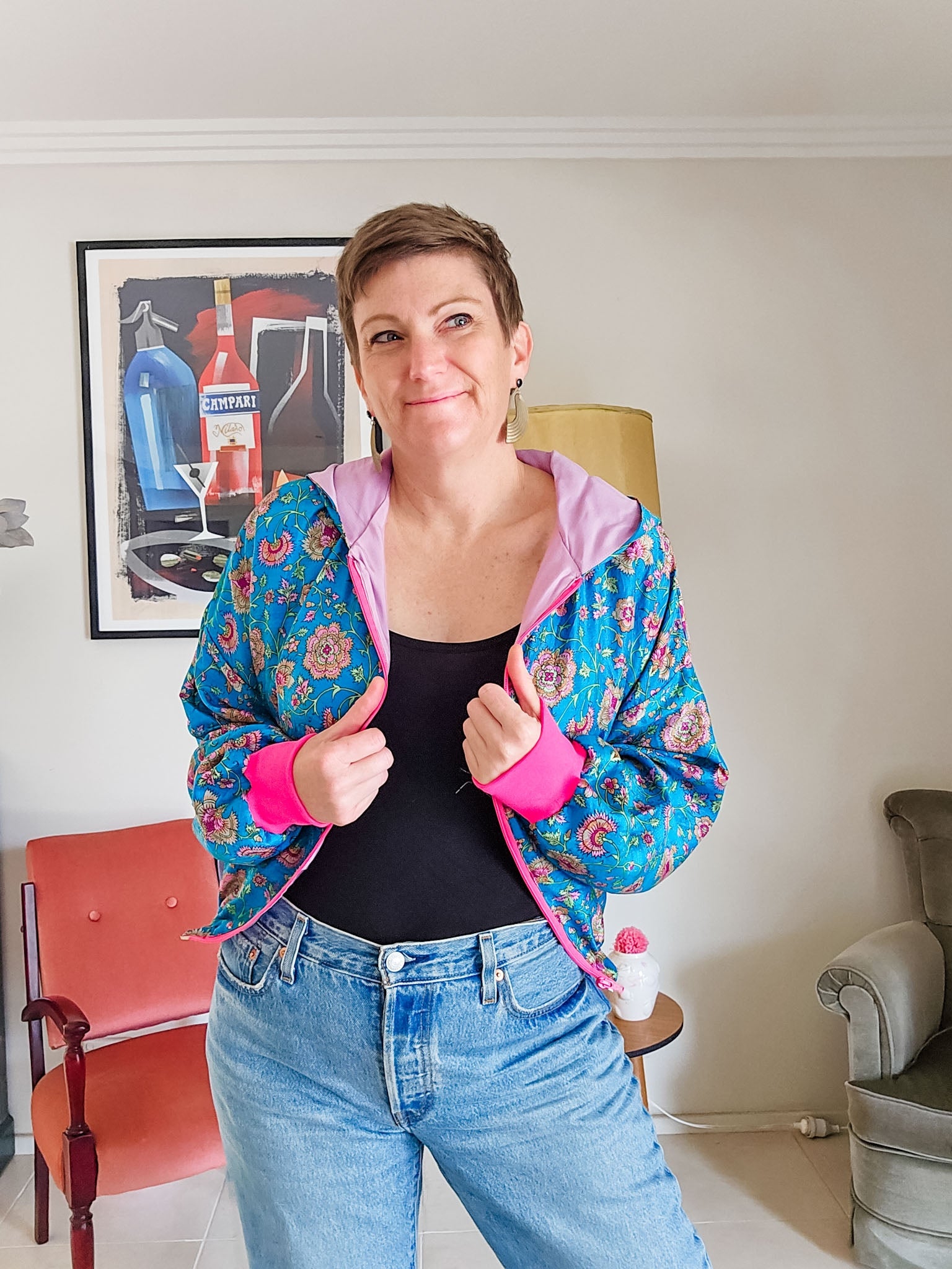 Blue Floral Sushila Jacket- Extra Small