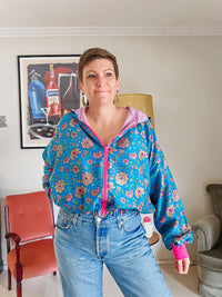 Blue Floral Sushila Jacket- Extra Small