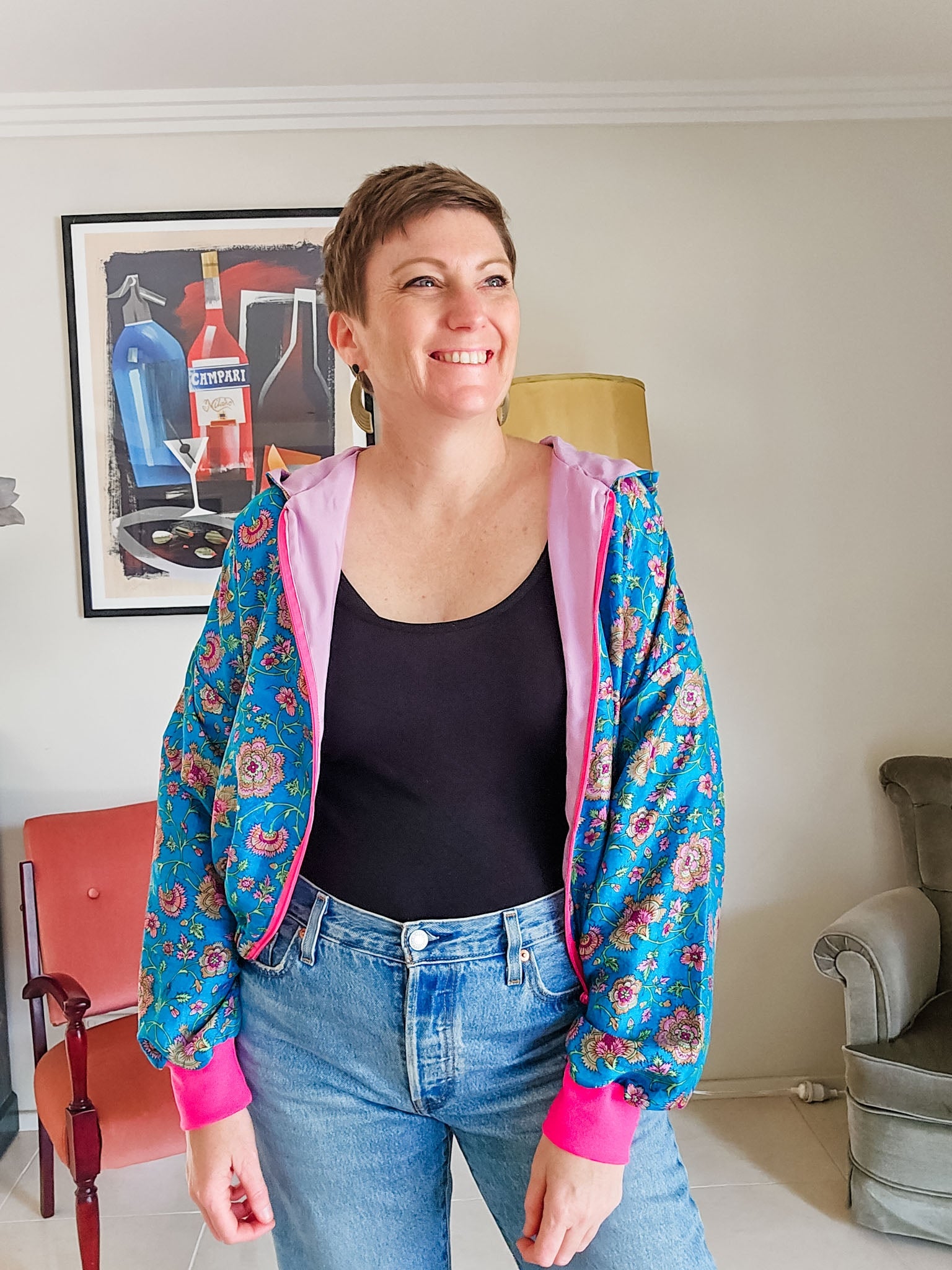 Blue Floral Sushila Jacket- Extra Small