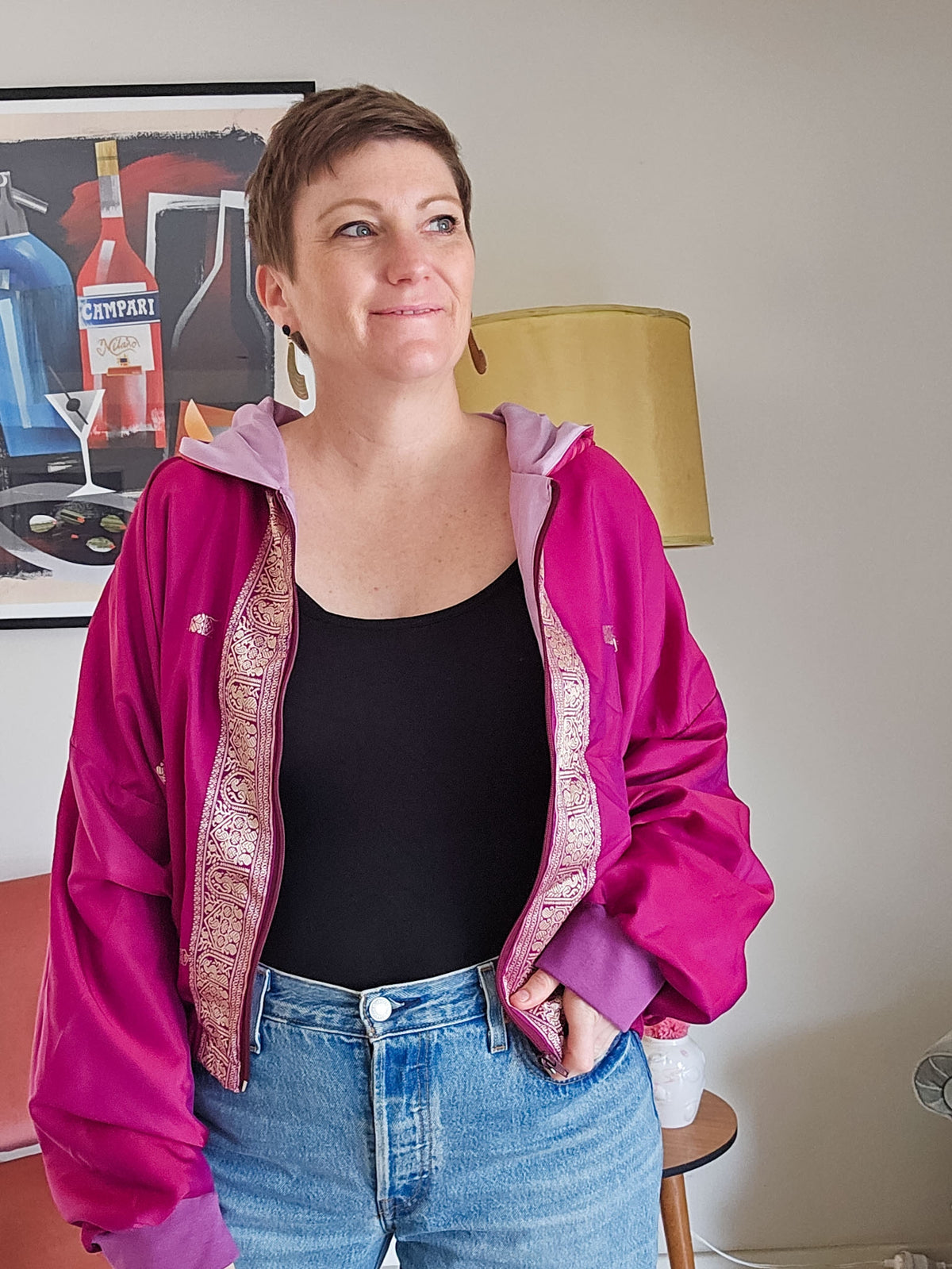 Magenta/pink stripe Sushila Jacket- Large