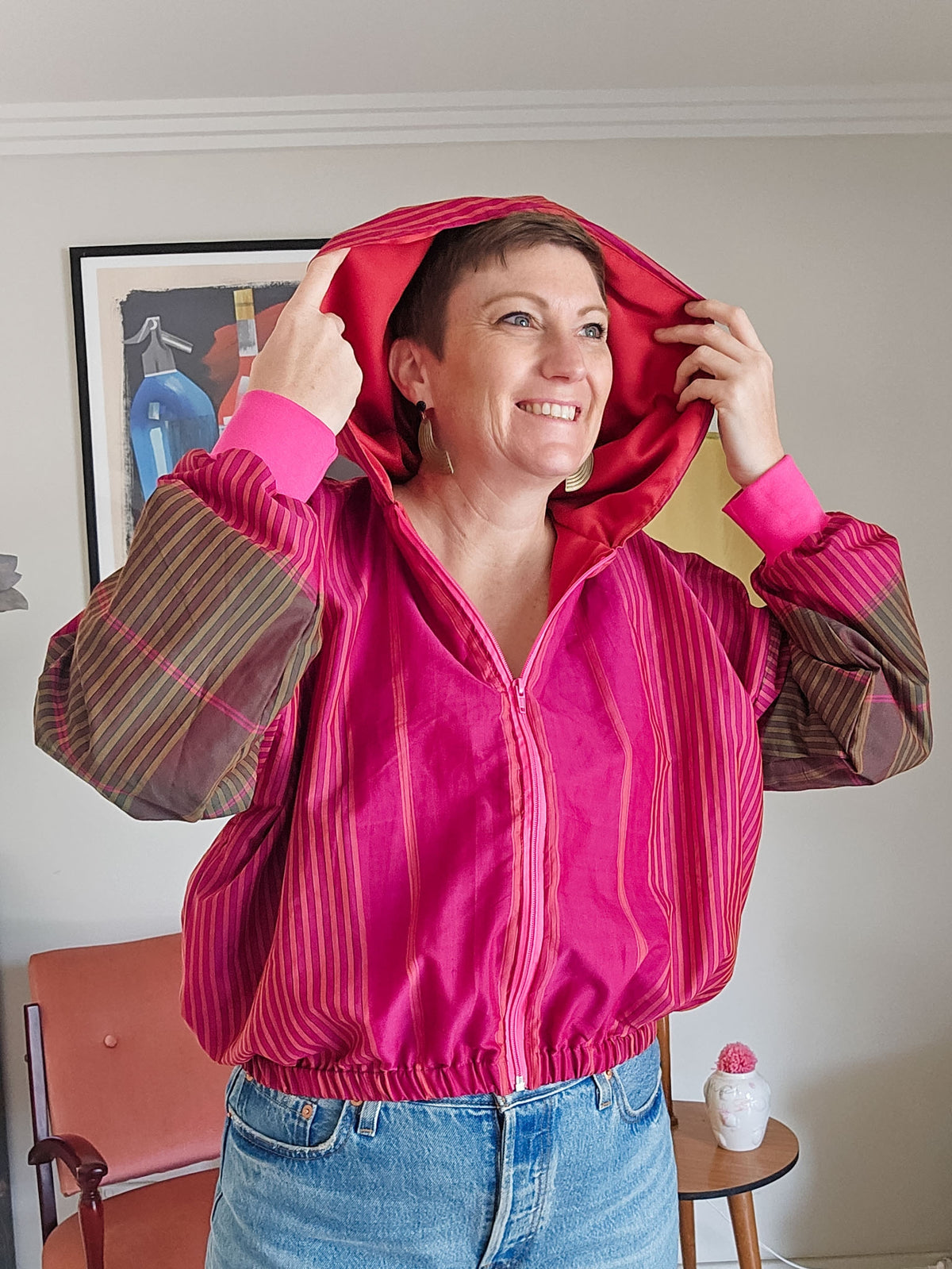 Pink stripe Sushila Jacket- Extra Small