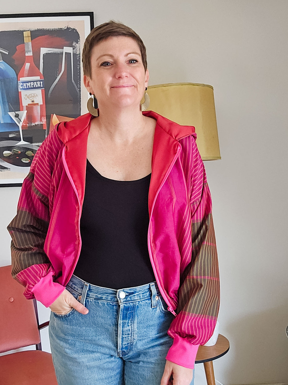 Pink stripe Sushila Jacket- Extra Small