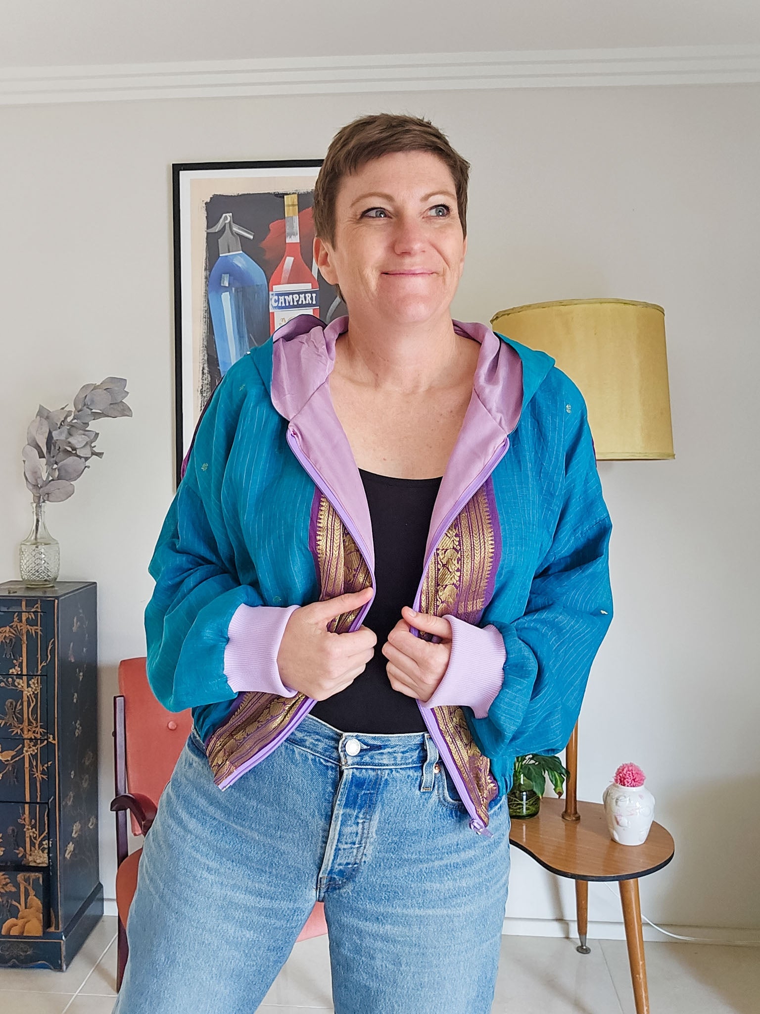 Peacock/purple Sushila Jacket- Medium