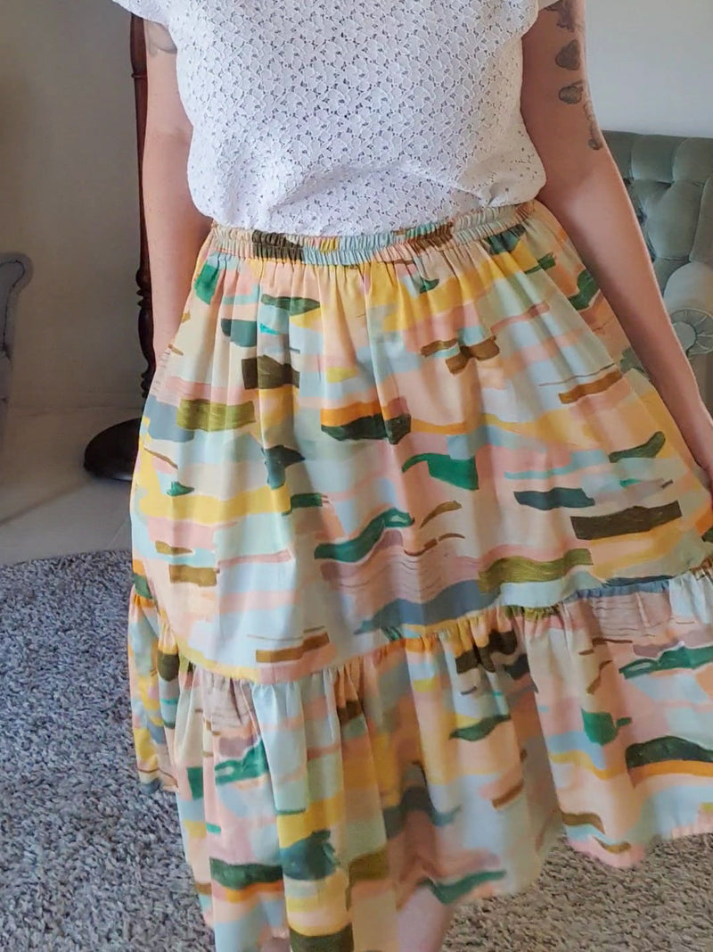 SAMPLE: Blushing Landscape Elastic skirt