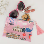 Assorted printed zip clutch