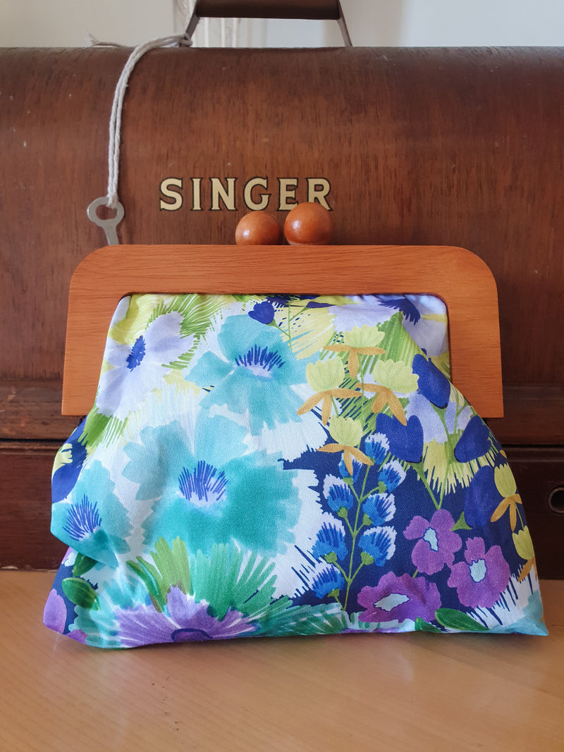 Floral Fantasy wooden handle Clutch